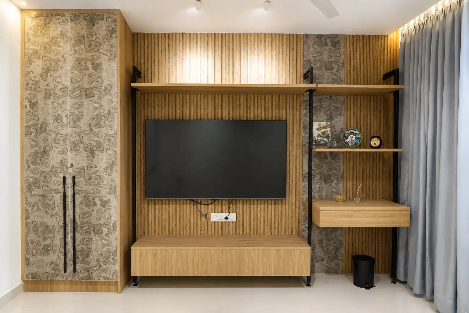 TV unit with wardrobe and study shelves, Hiranandani, OMR, Chennai