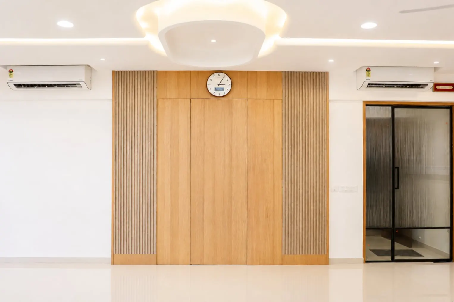 Fluted wall panel with glass door, Hiranandani, OMR, Chennai