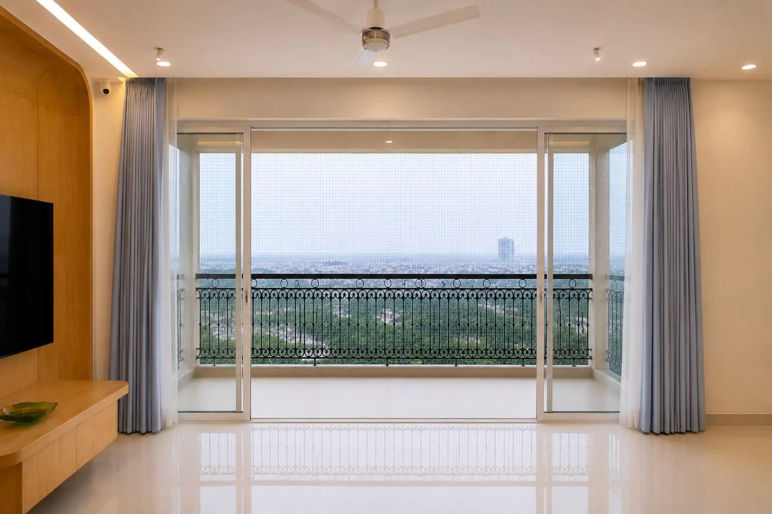 Living room opening to the balcony, Hiranandani, OMR, Chennai